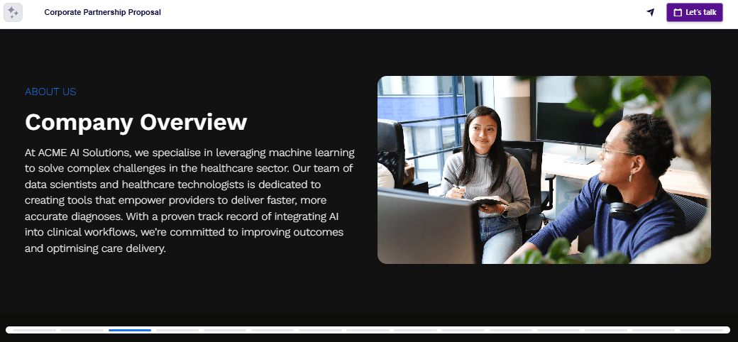 Business partnership proposal company introduction slide example