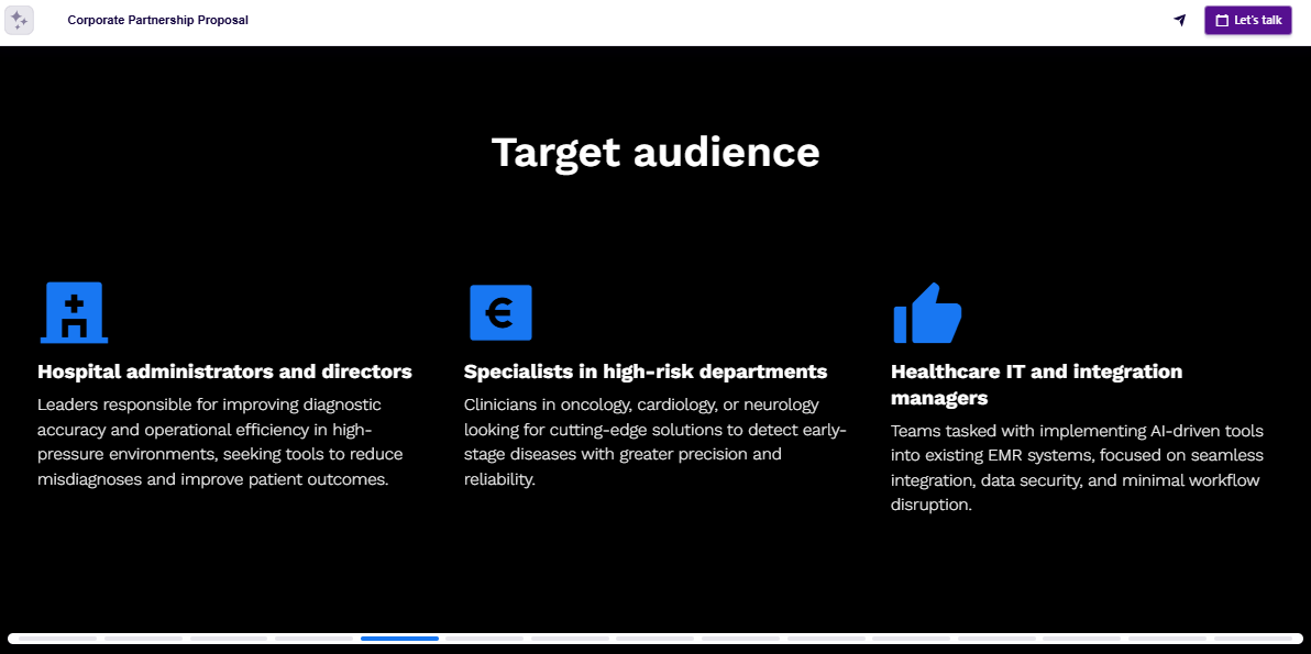 Business partnership proposal target audience slide example