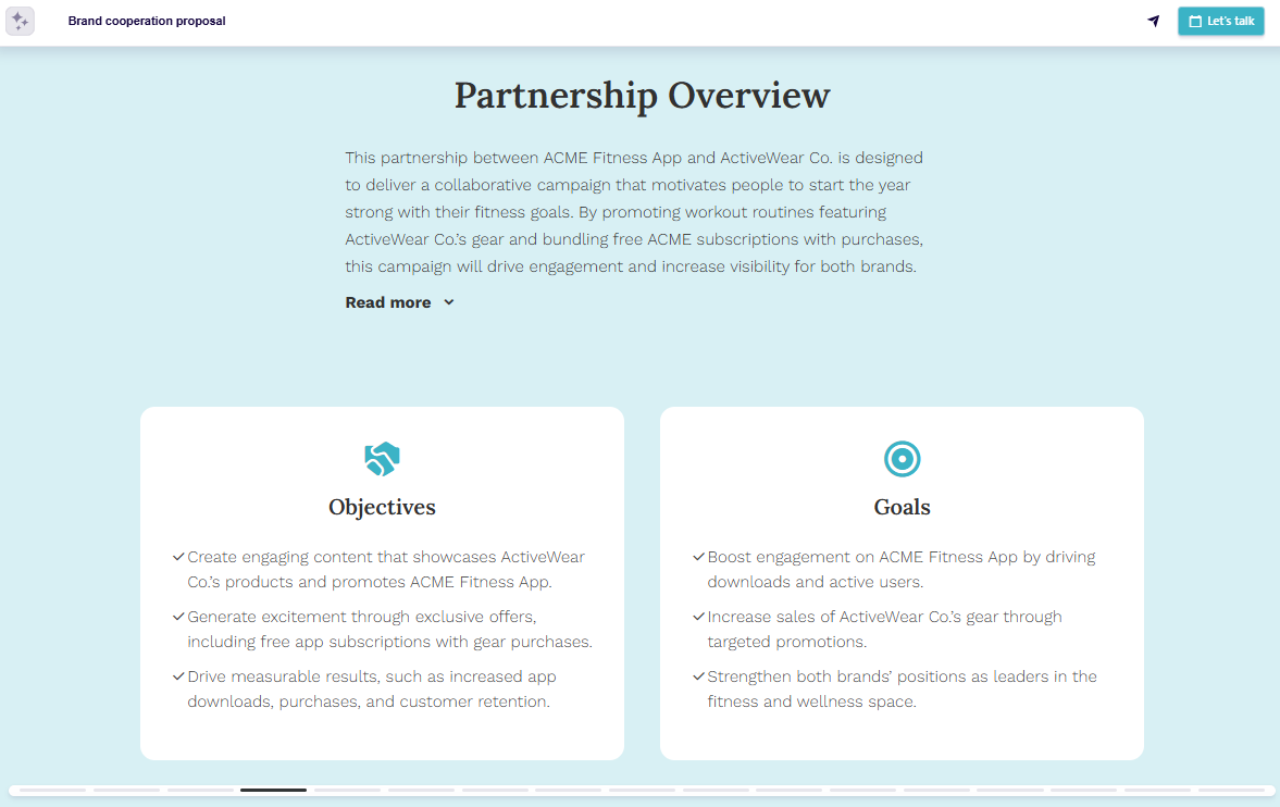 Brand collaboration proposal partnership overview slide example