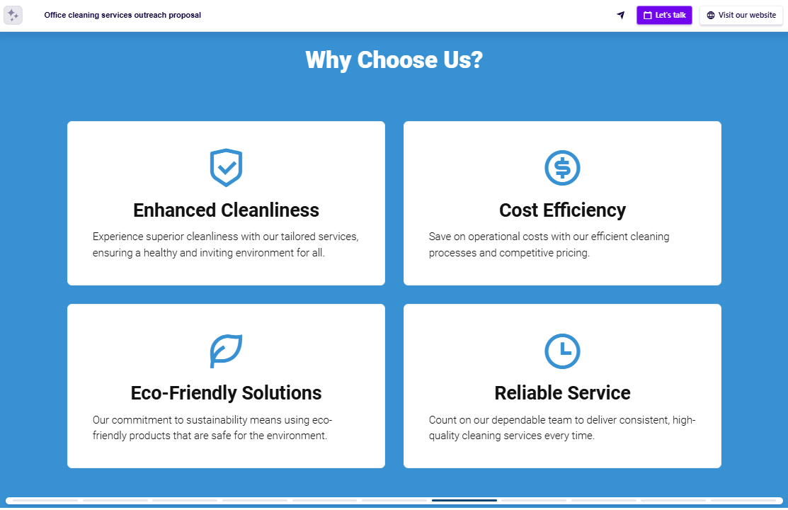 Sales proposal benefits slide example