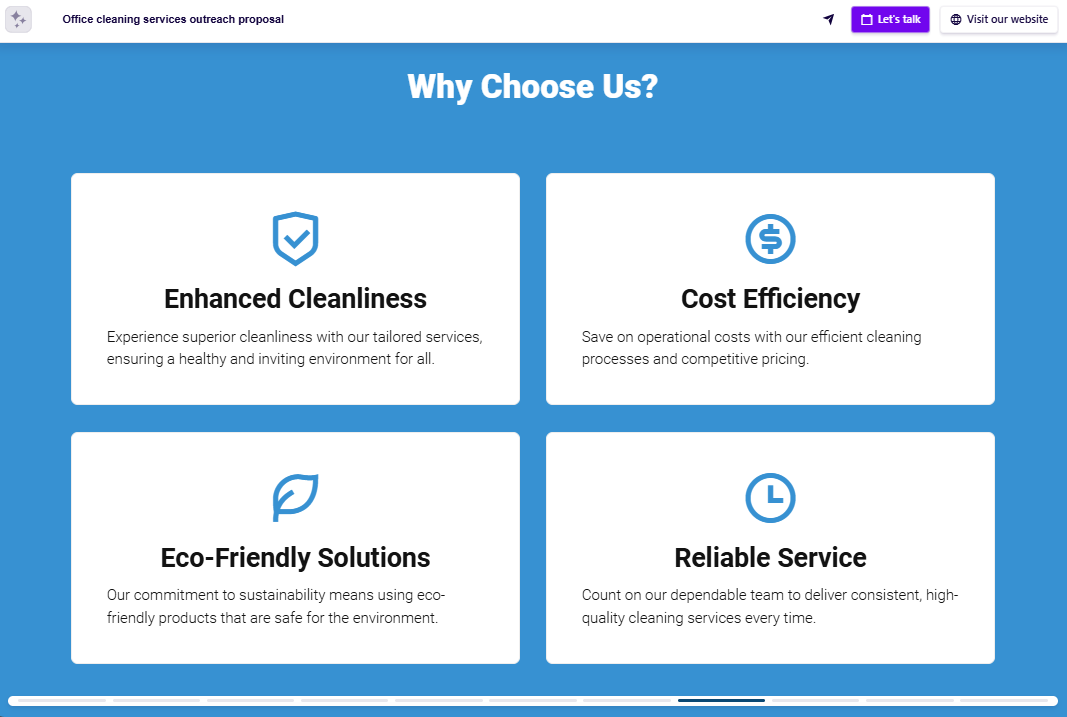 Outreach sales proposal why us slide example