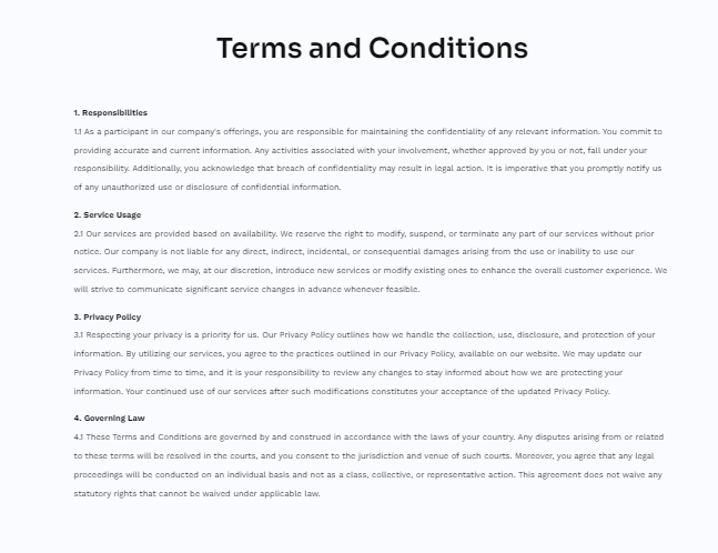 Engineering project proposal terms and conditions slide example