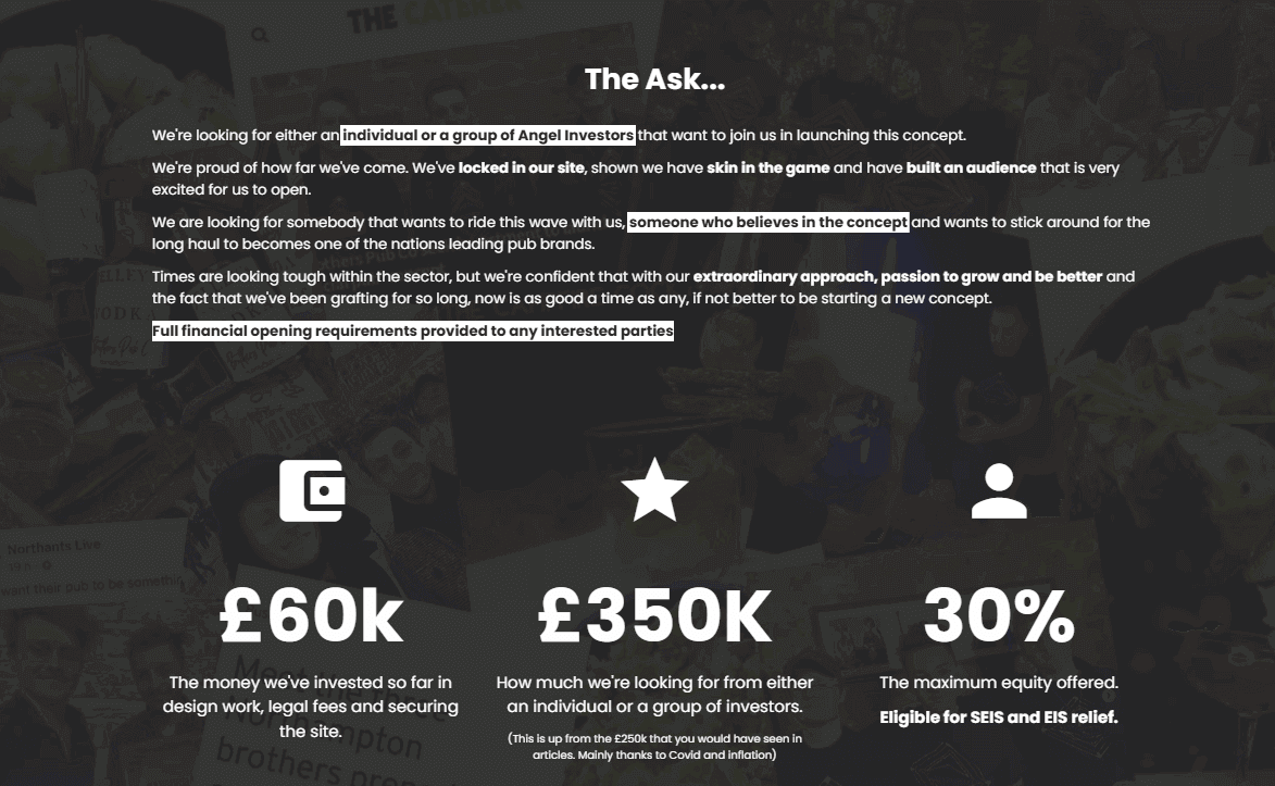 Restaurant pitch deck investment and use of funds slide example