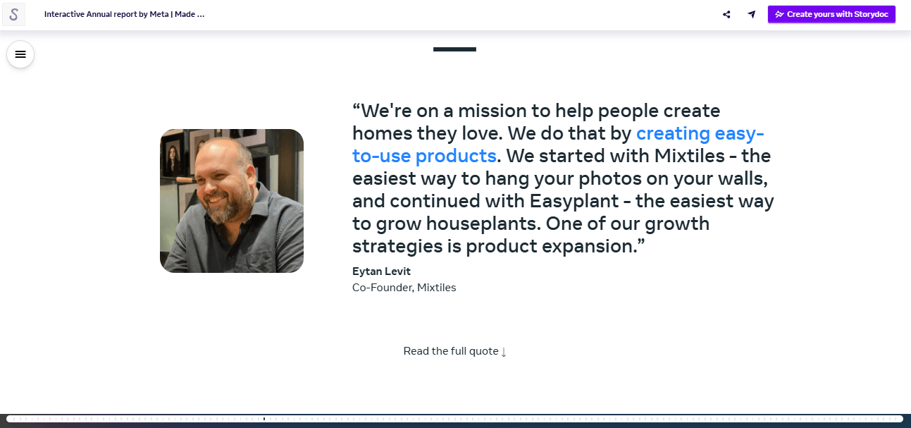 Annual report pull quote example