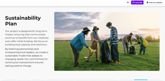 NGO project proposal sustainability plan example