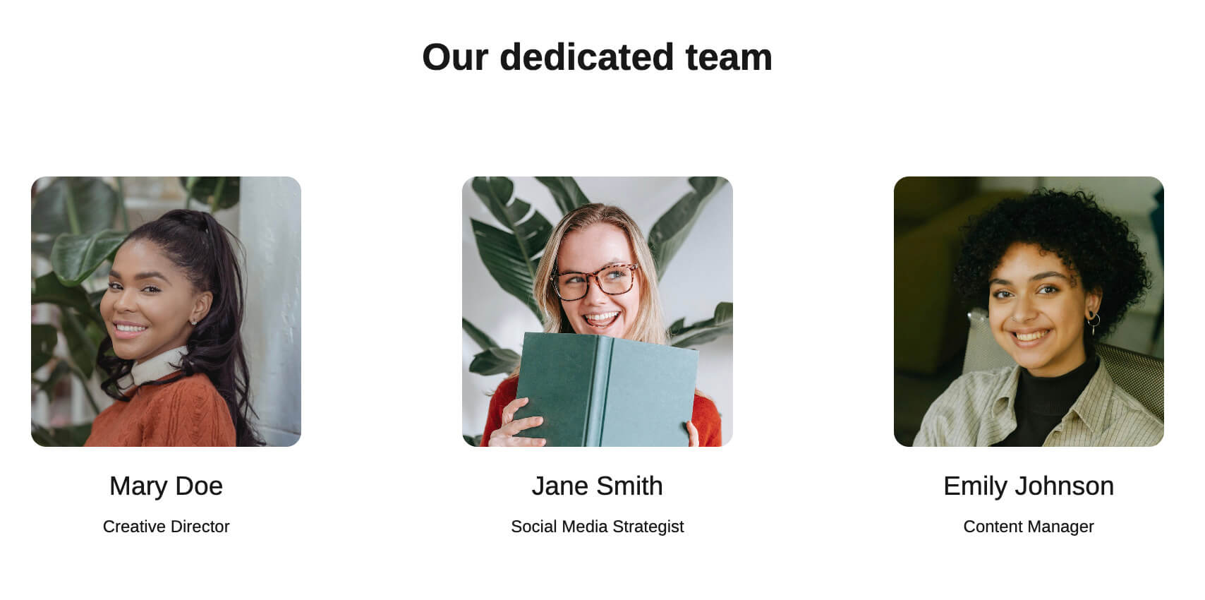 Social media pitch deck team slide example