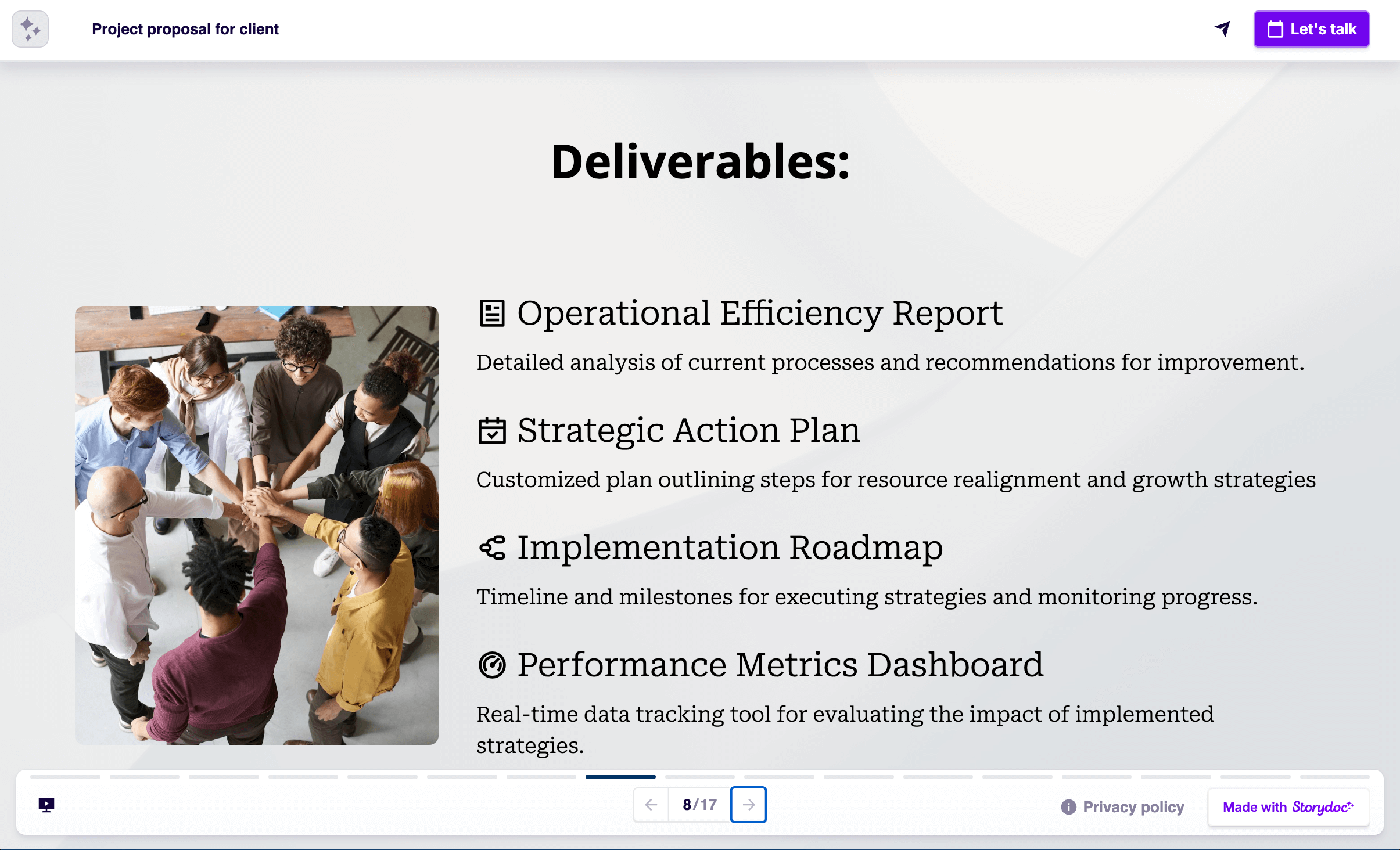 project proposal deliverables slide