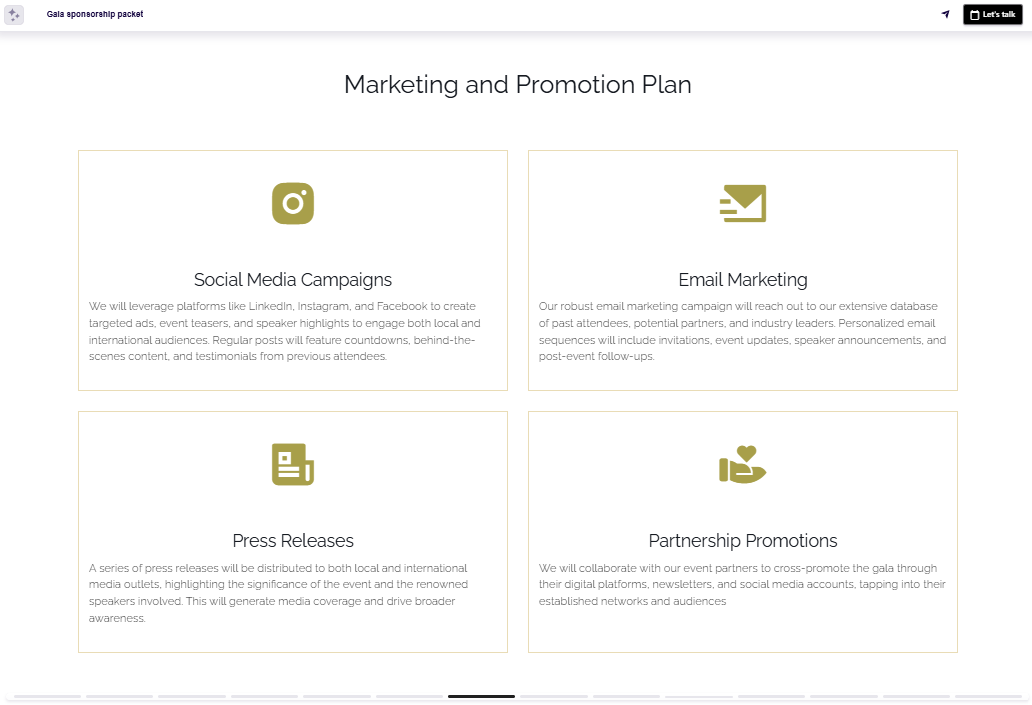 Nonprofit sponsorship packet marketing and promotion plan slide example