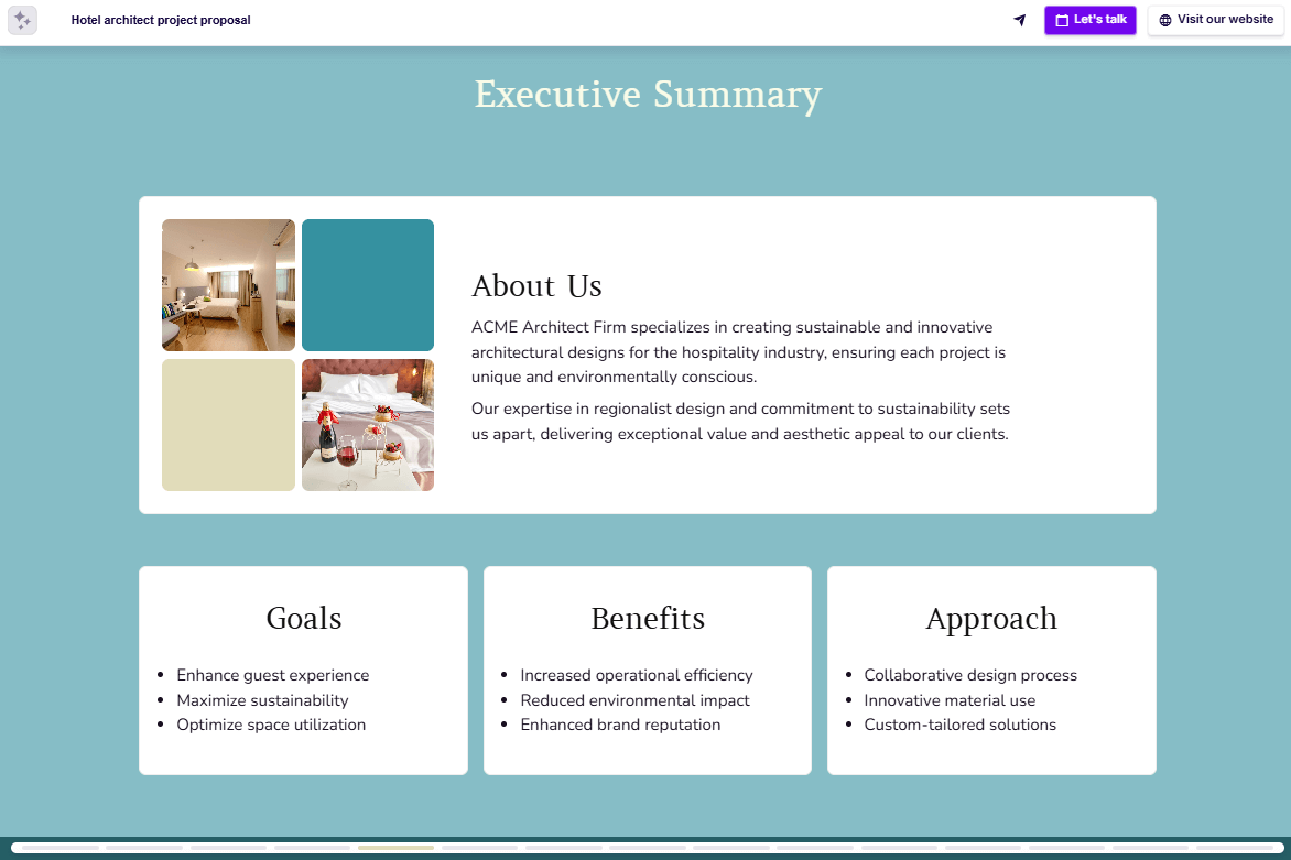 Architecture proposal executive summary slide example