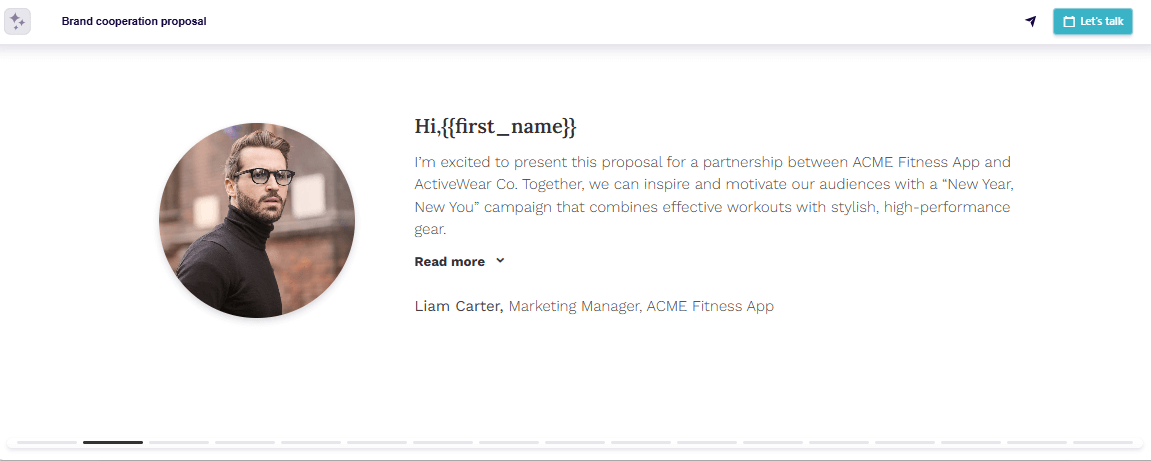 Brand collaboration proposal cover letter slide example