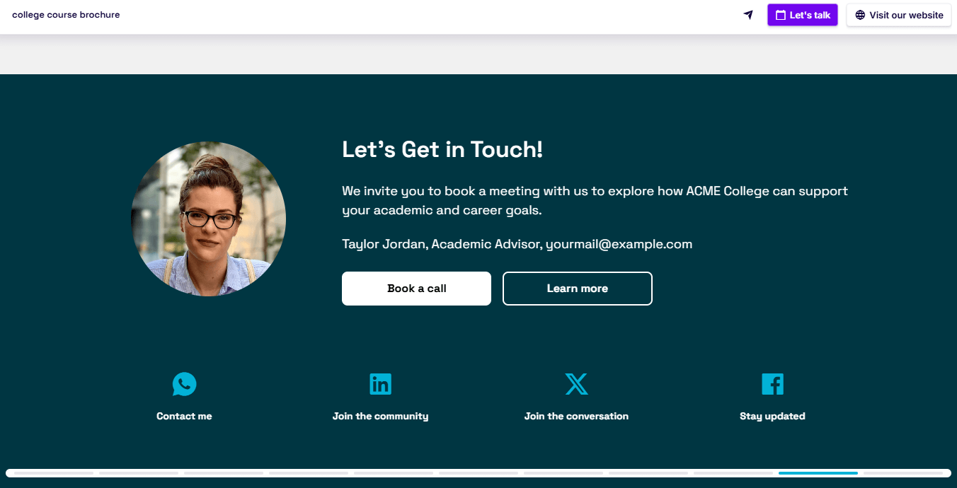 Brochure CTA example