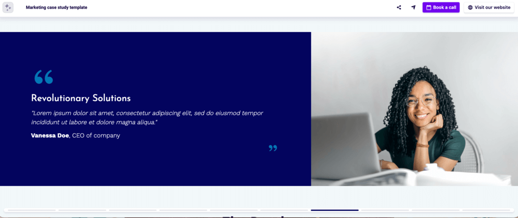 Case study testimonials slide example