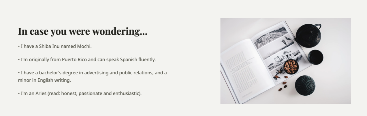 Online portfolio example