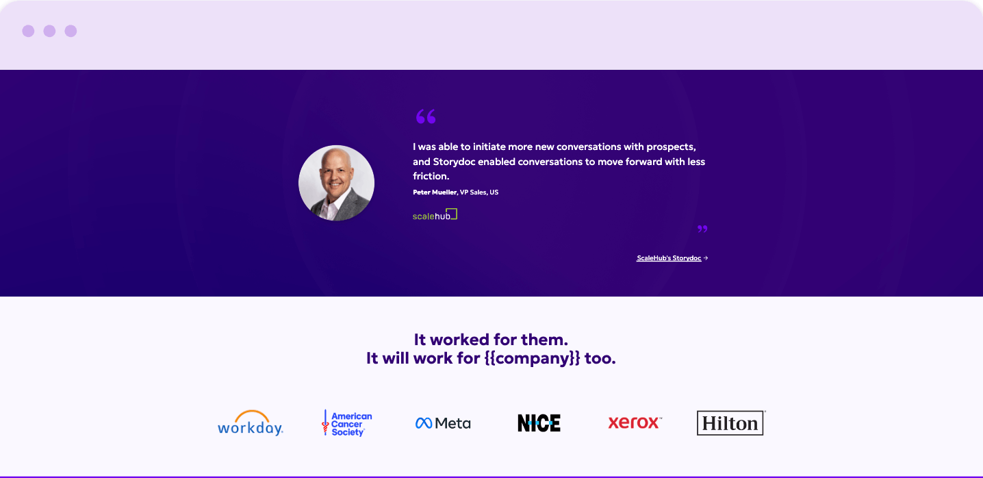 Sales presentation customer quote and logos slide