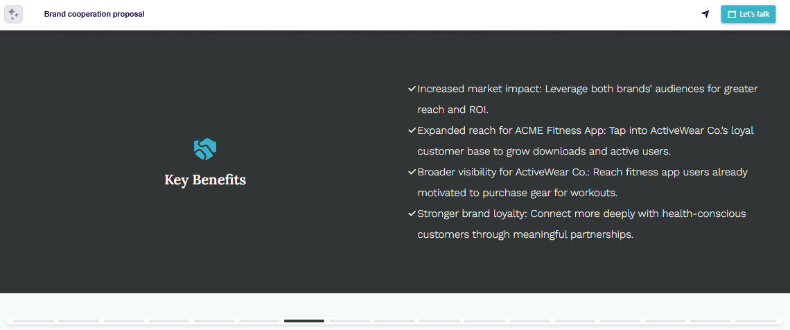 Brand collaboration proposal key benefits slide example