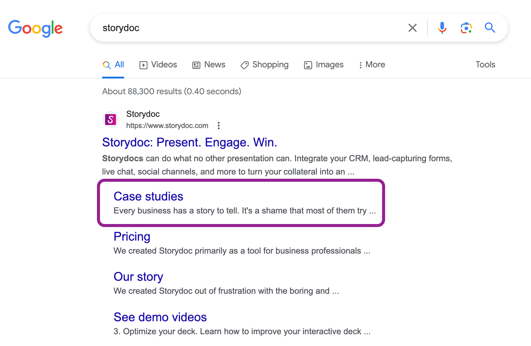 Case study in site links