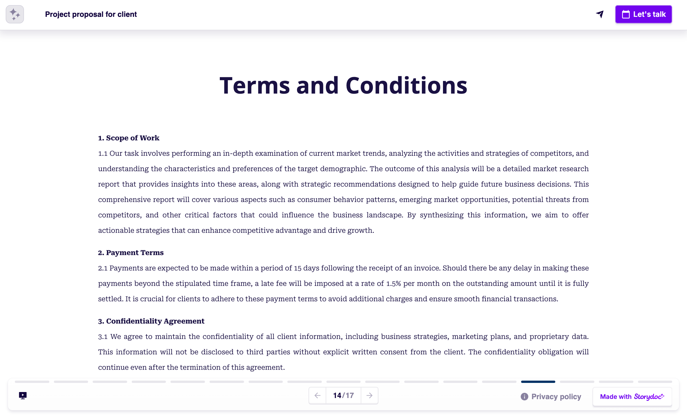 project proposal terms and conditions slide